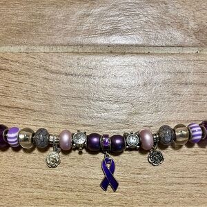 Purple and Silver Ribbon Charm Set (17 pcs)